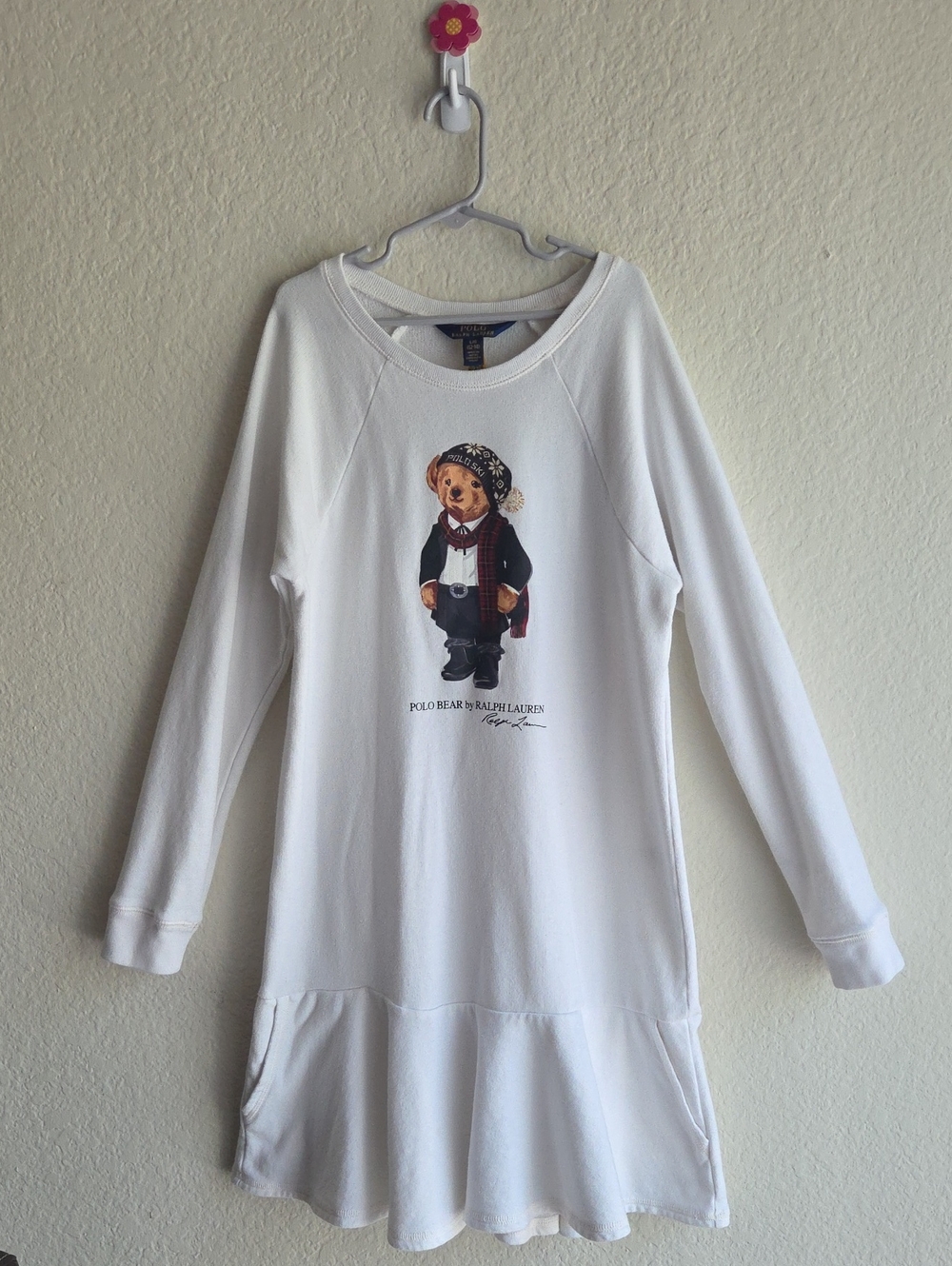 Polo by Ralph Lauren White Kids Dress with Bear Graphic